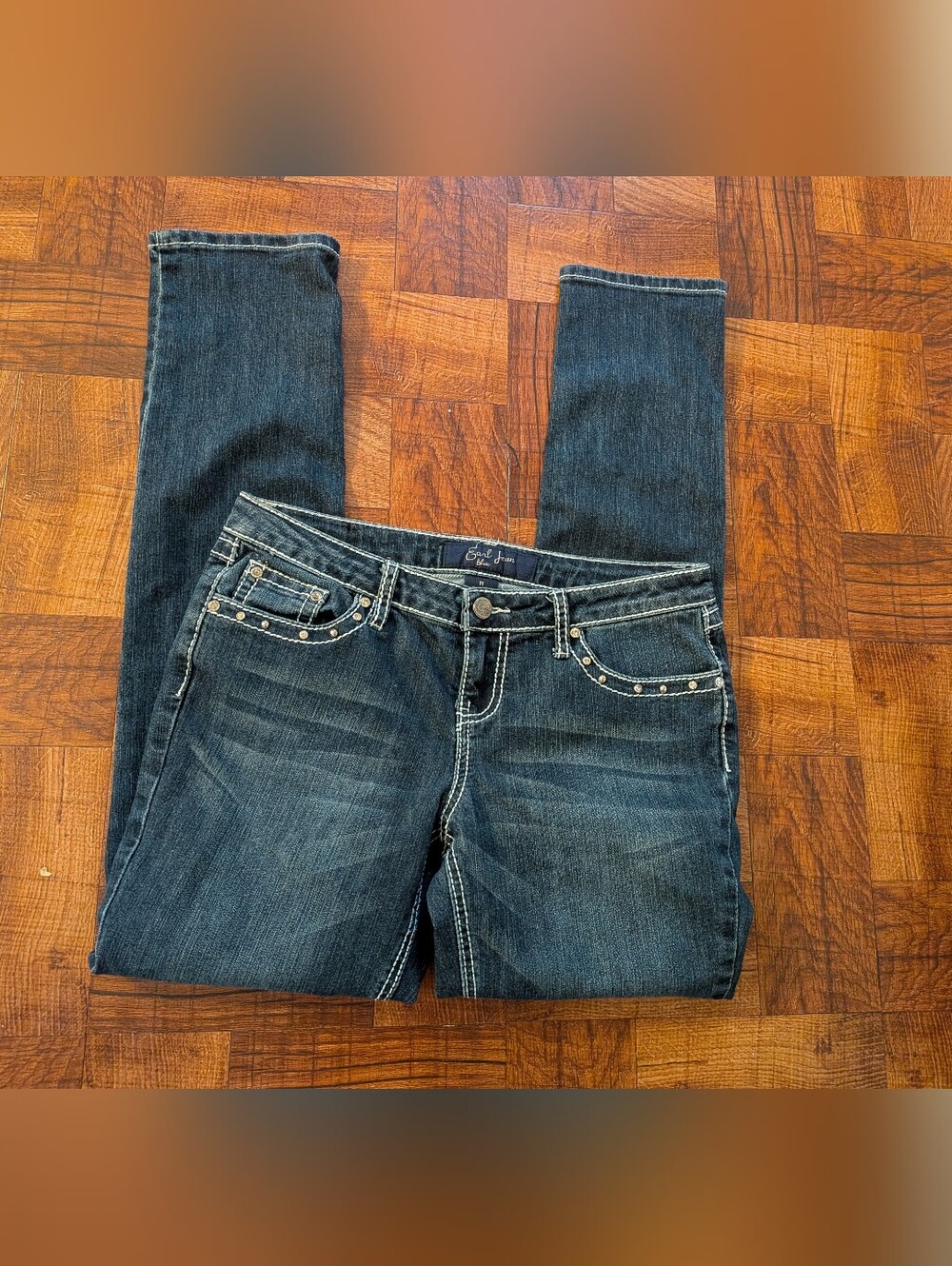 Earl Blue Jeans Dark Embroidered Embellished 11 Juniors